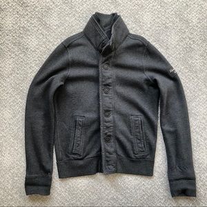 A&F Muscle Mountain Sawteeth Sweater Gray Zipper/Buttons Men's Medium